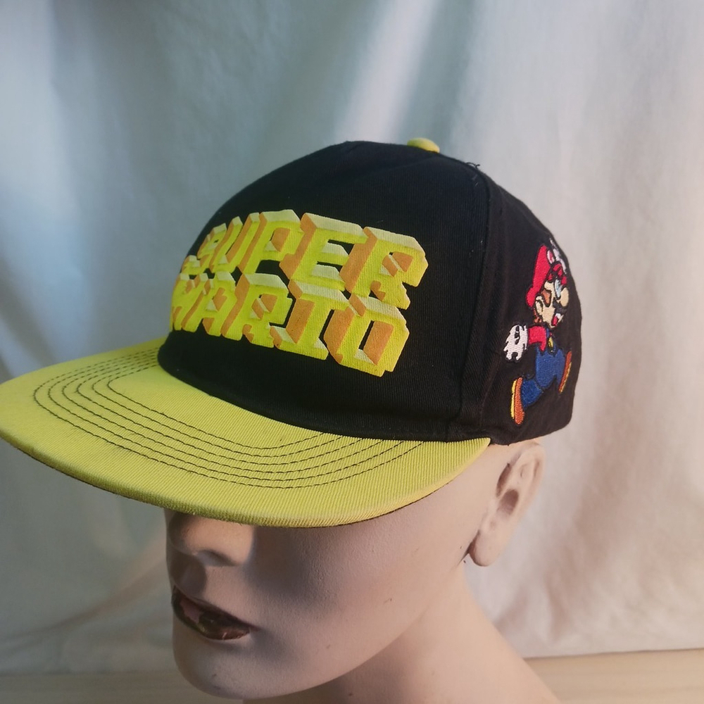 Super Mario Hat Black Yellow Adjustable Nintendo Retro